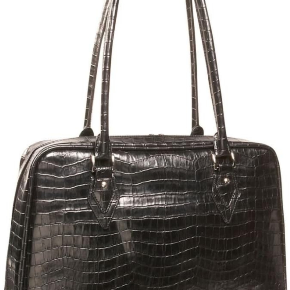 MobileEdge Black Leather Laptop Bag with Crocodile Texture - Picture 5 of 15